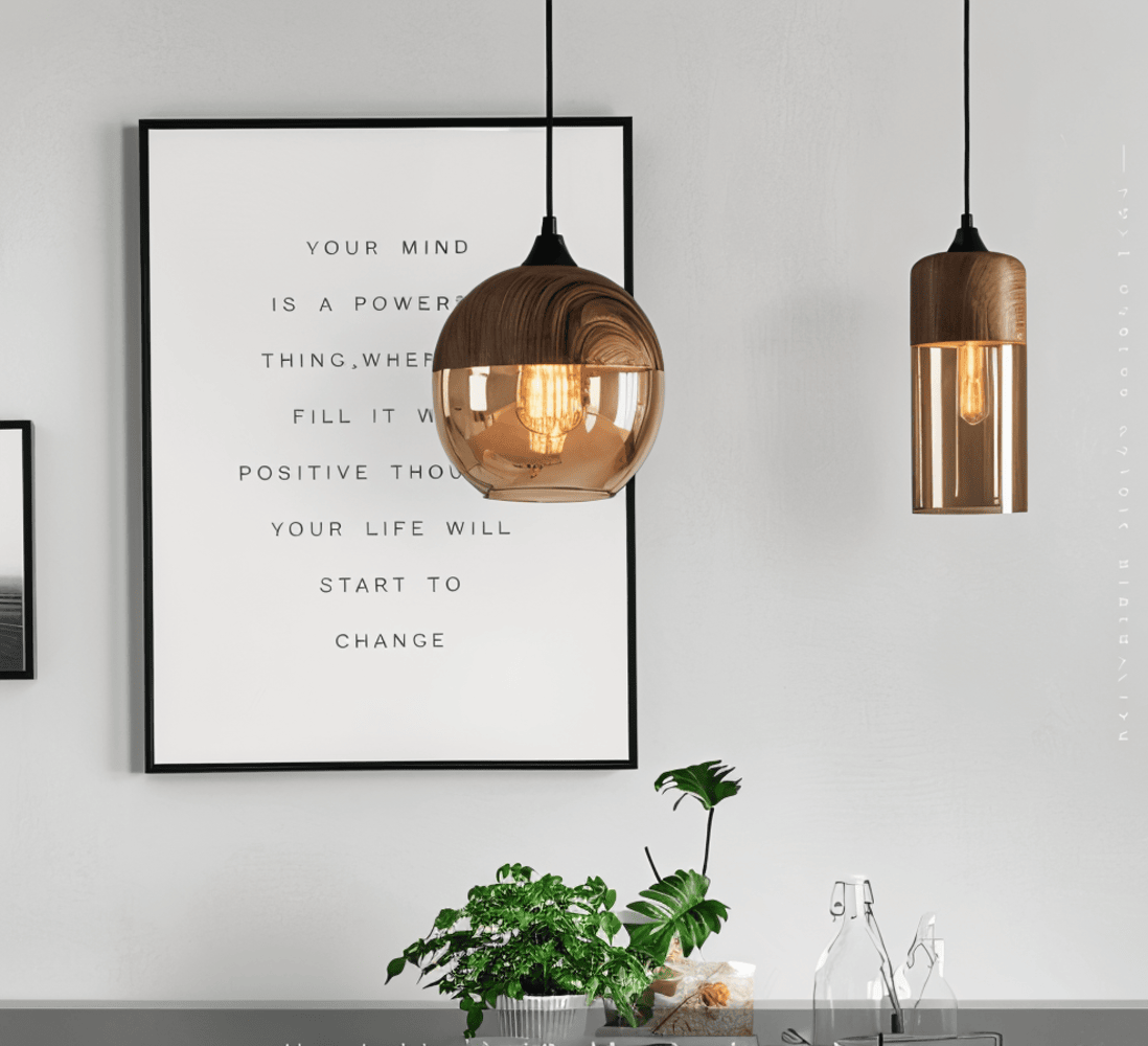 Pendant Lamp Retro Glass Scandinavian Metal Amber Adjustable E27 | Sansoti