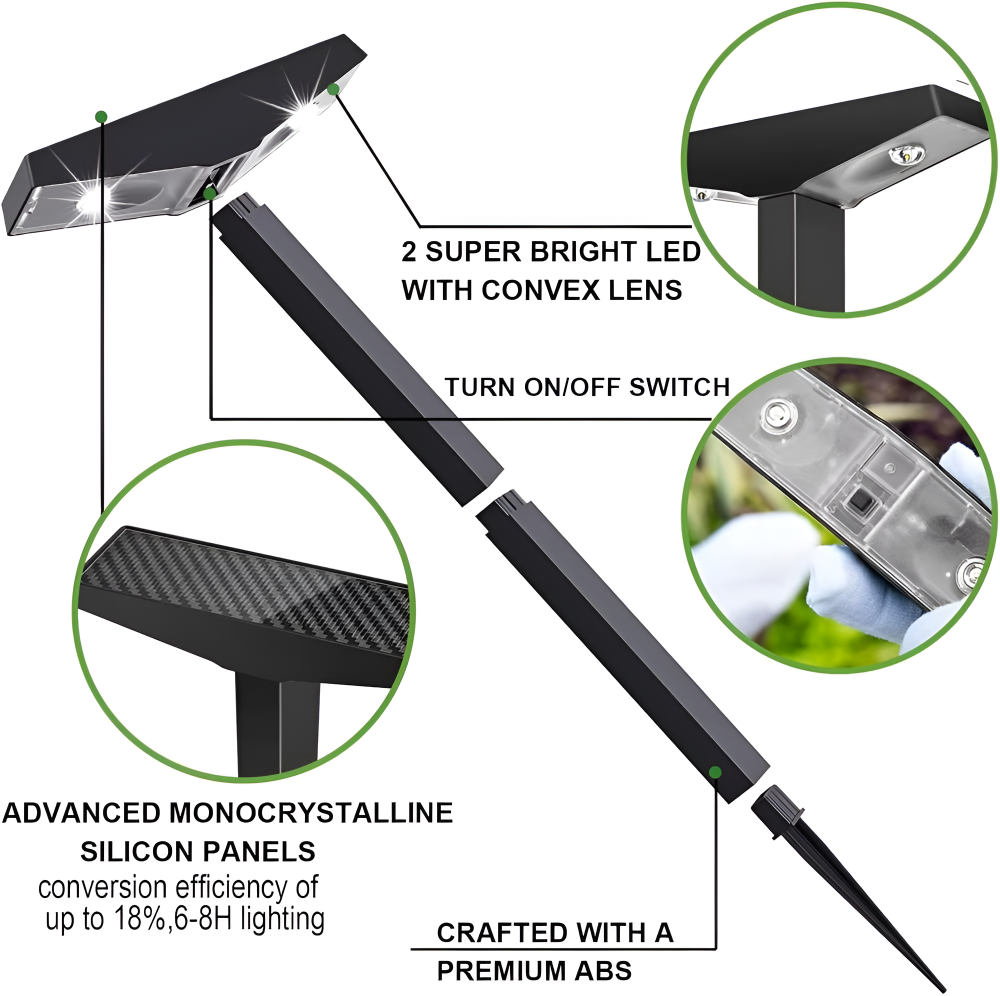 Solar Lampe Außen 4 Stück Wasserdicht IP65 Gartenweg Terrasse 60cm | Sansoti