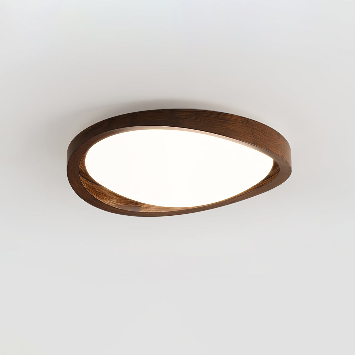 Wooden Ceiling Light with Curved Edge – Scandinavian Design with Walnut Finish & Warm Lighting for Living Room Bedroom | Sansoti