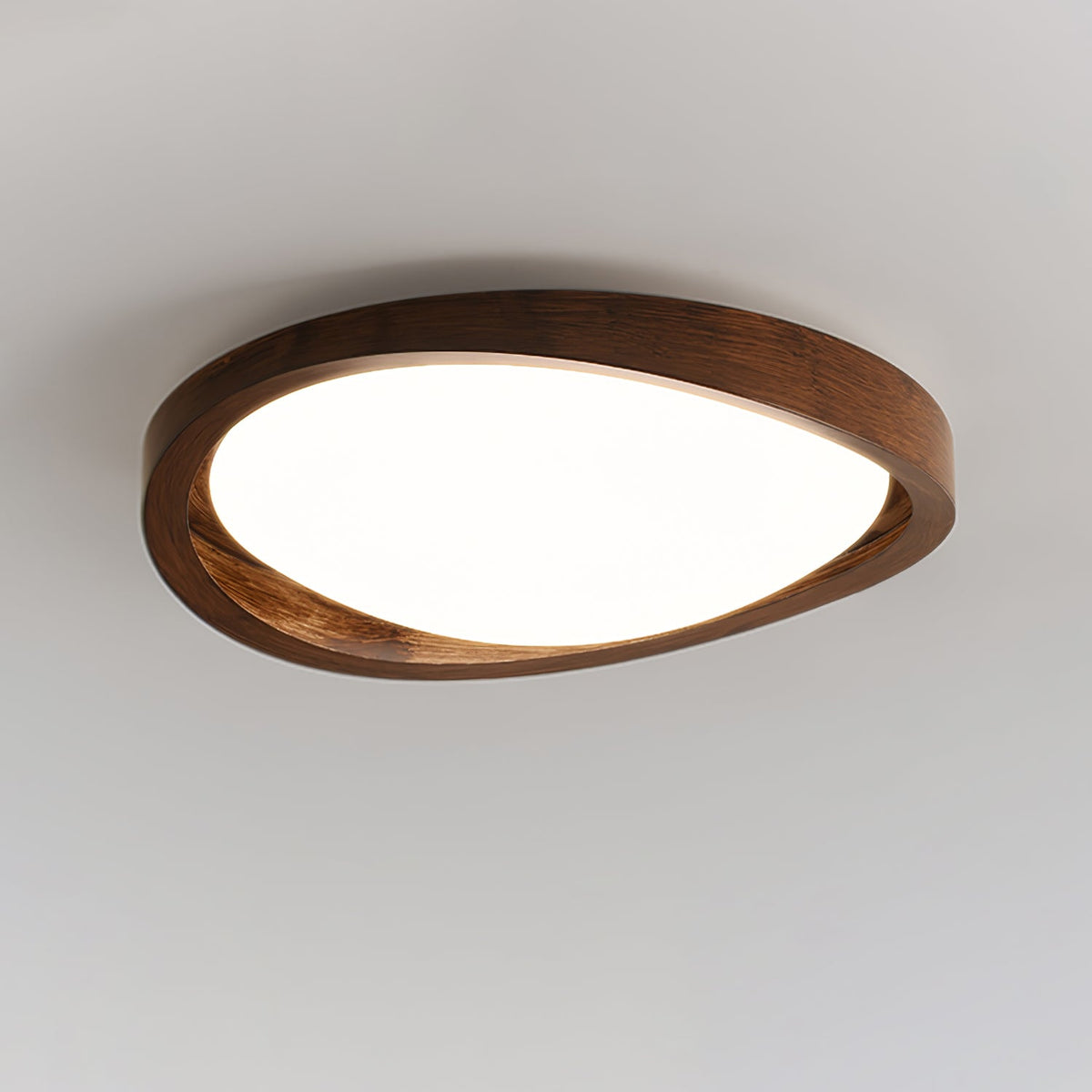 Wooden Ceiling Light with Curved Edge – Scandinavian Design with Walnut Finish & Warm Lighting for Living Room Bedroom | Sansoti