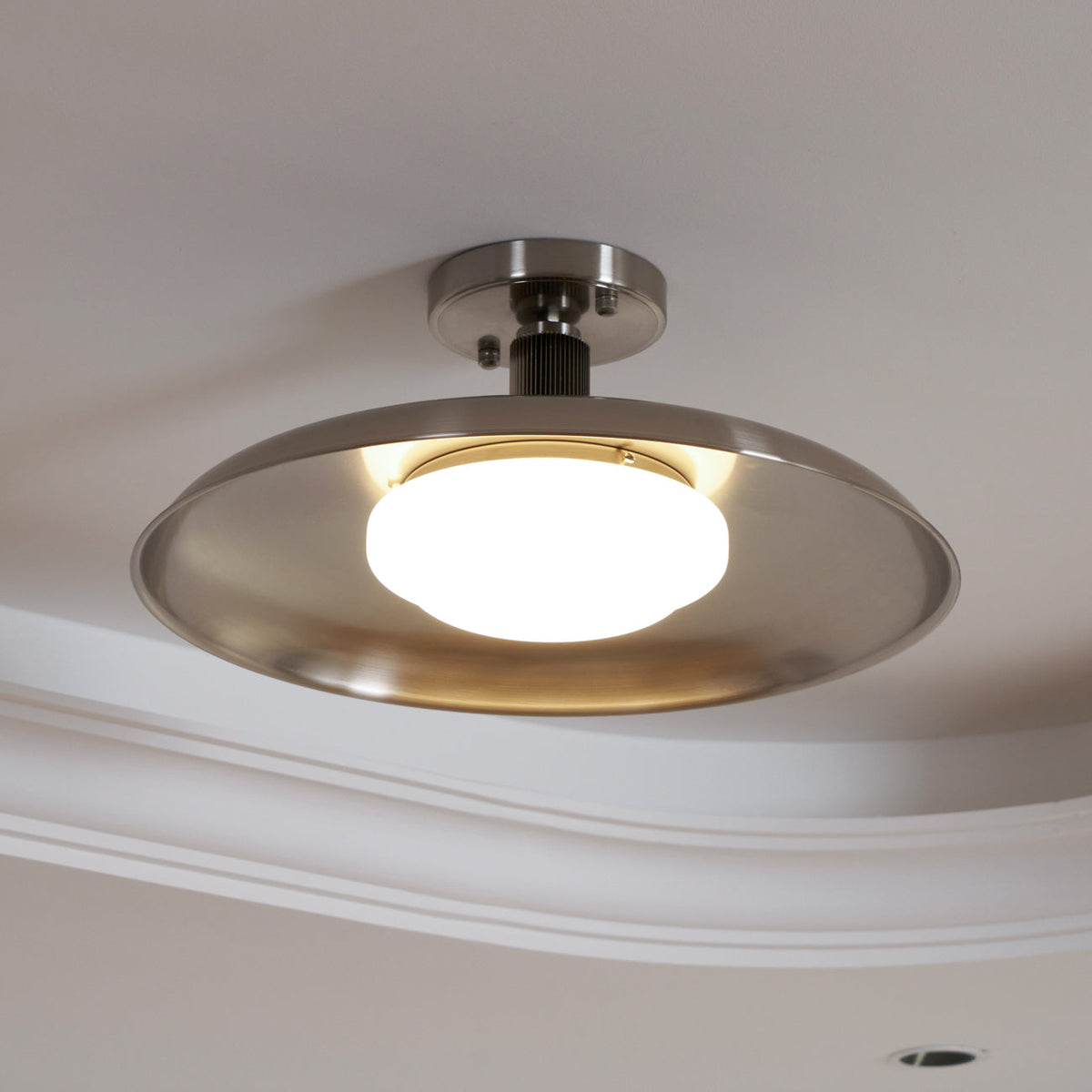 Ceiling Lamp with Hand-Blown Glass Shade and Textured Metal Rosette – Warm Ambient Light for Living Room, Bedroom and Entrance | Sansoti