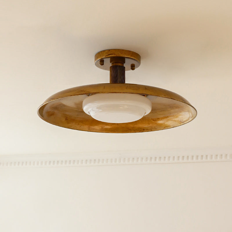 Design-Deckenlampe aus Glas und Metall mit integrierter LED – moderne runde Deckenleuchte in Gold, Weiß oder Nickel, 50 cm | Sansoti