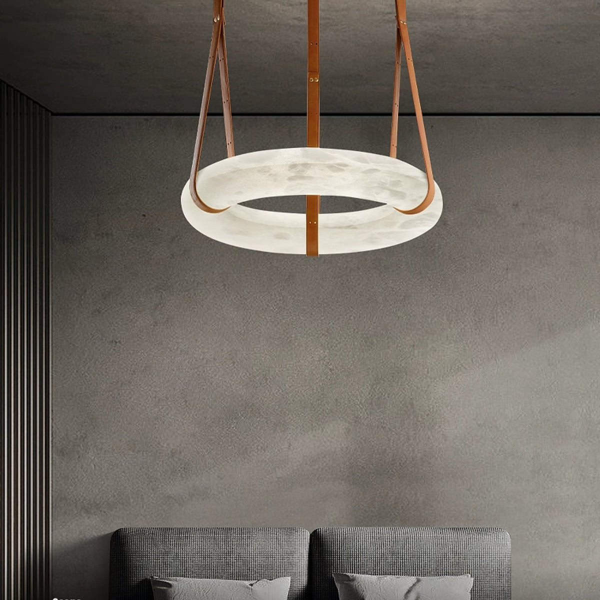 Pendant Lamp Alabaster Ring LED Dark Brown Brown Gold Living Room Dining Room 3000K 4000K 6000K Ø30 Ø120cm Natural Stone Pendant Lamp | Sansoti