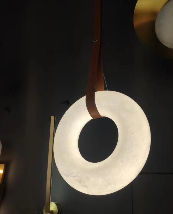 Pendant Lamp Alabaster Ring LED Dark Brown Brown Gold Living Room Dining Room 3000K 4000K 6000K Ø30 Ø120cm Natural Stone Pendant Lamp | Sansoti