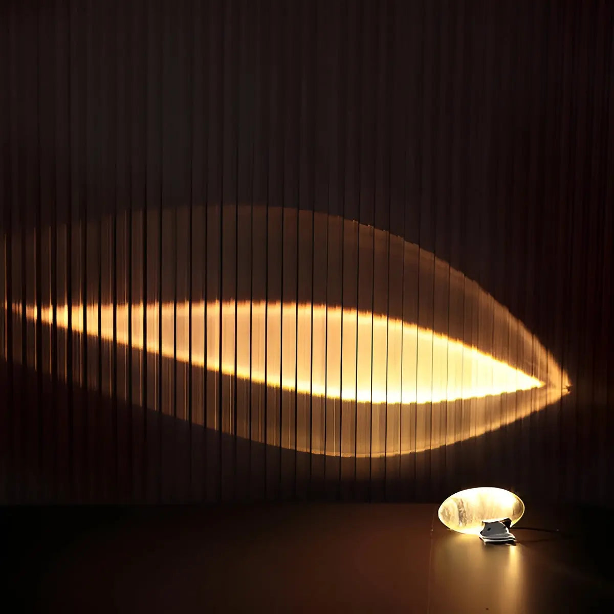 Oval Crystal Table Lamp with Chrome Base – LED Ambient Lighting in Warm White, Blue-Purple or Sunset Tones – Mood Light for Bedroom and Living Area | Sansoti