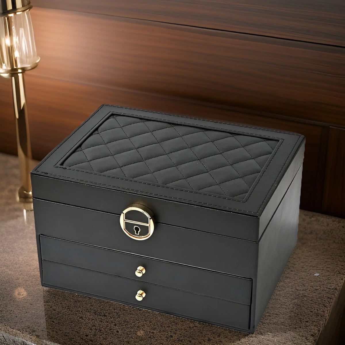 Luxury Jewelry Box with Multiple Layers – Elegant Storage for Rings Necklaces Earrings – PU Leather – 23x17x13.5 cm | Sansoti