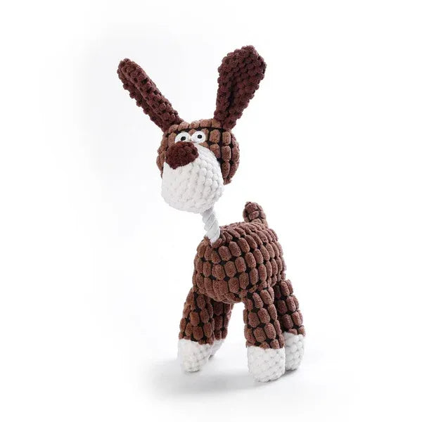 Plush Dog Chew Toy, Extremely Durable, with Squeaker, 3 Animals, Machine-Washable, Dental Care Toy | Sansoti