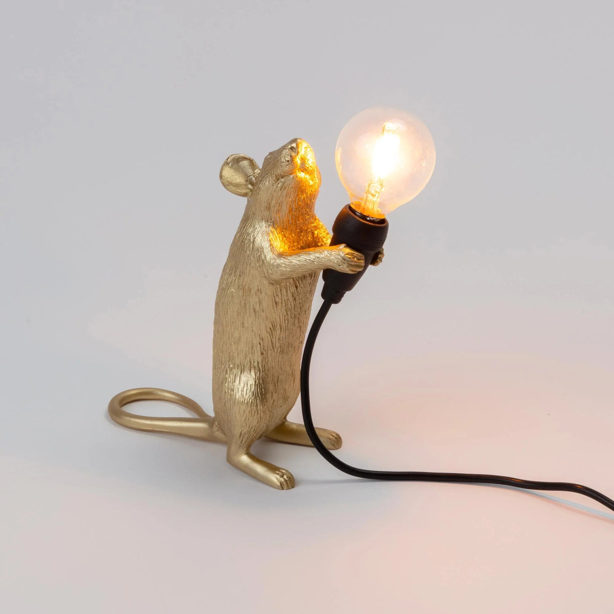 Designer mouse table lamp | Decorative resin table lamp with light source – Gold or white