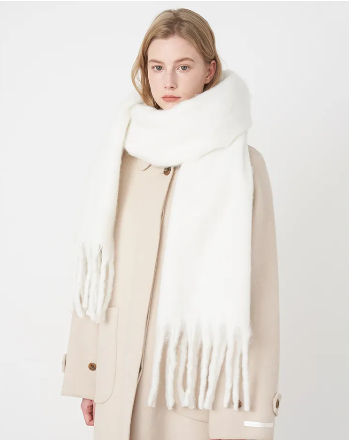 Écharpe d’hiver en cachemire 240×40cm, mélange de laine uni, tour de cou chaud, étole tricotée, accessoire pour femmes, châle doux | Sansoti