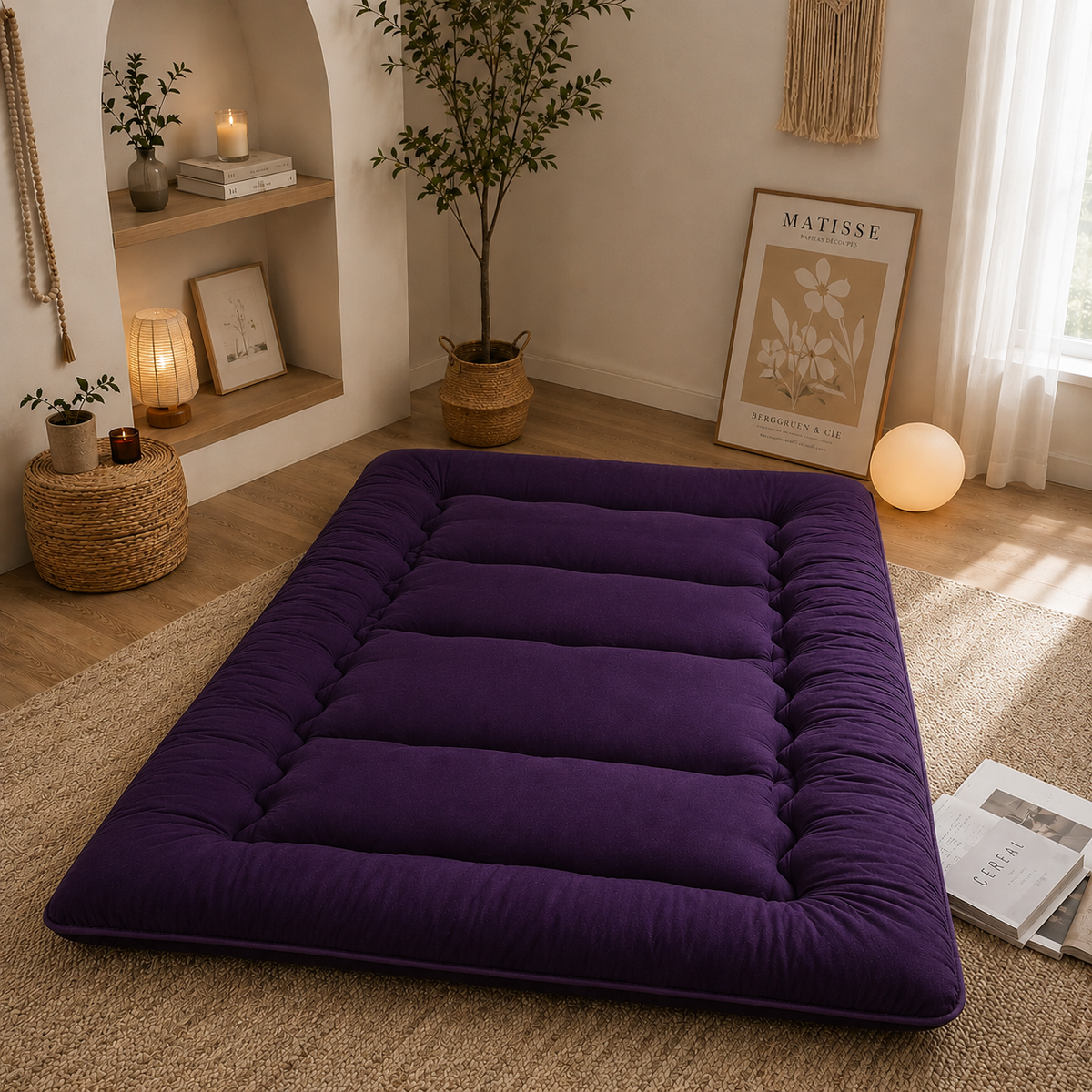 Klappbare Futonmatratze 10 cm dicke japanische Bodenmatte Schlafunterlage Gästebett für Erwachsene und Kinder Komfort | Sansoti