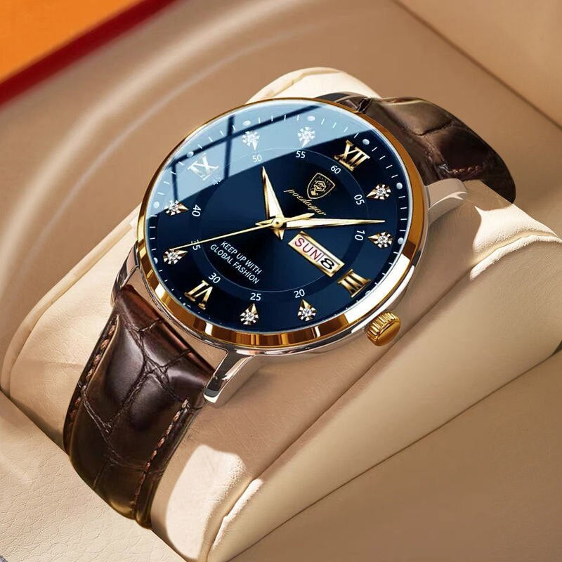 Reloj de hombre con esfera luminosa, acero, resistente al agua hasta 30m, movimiento de cuarzo, correa cómoda y aspecto elegante | Sansoti