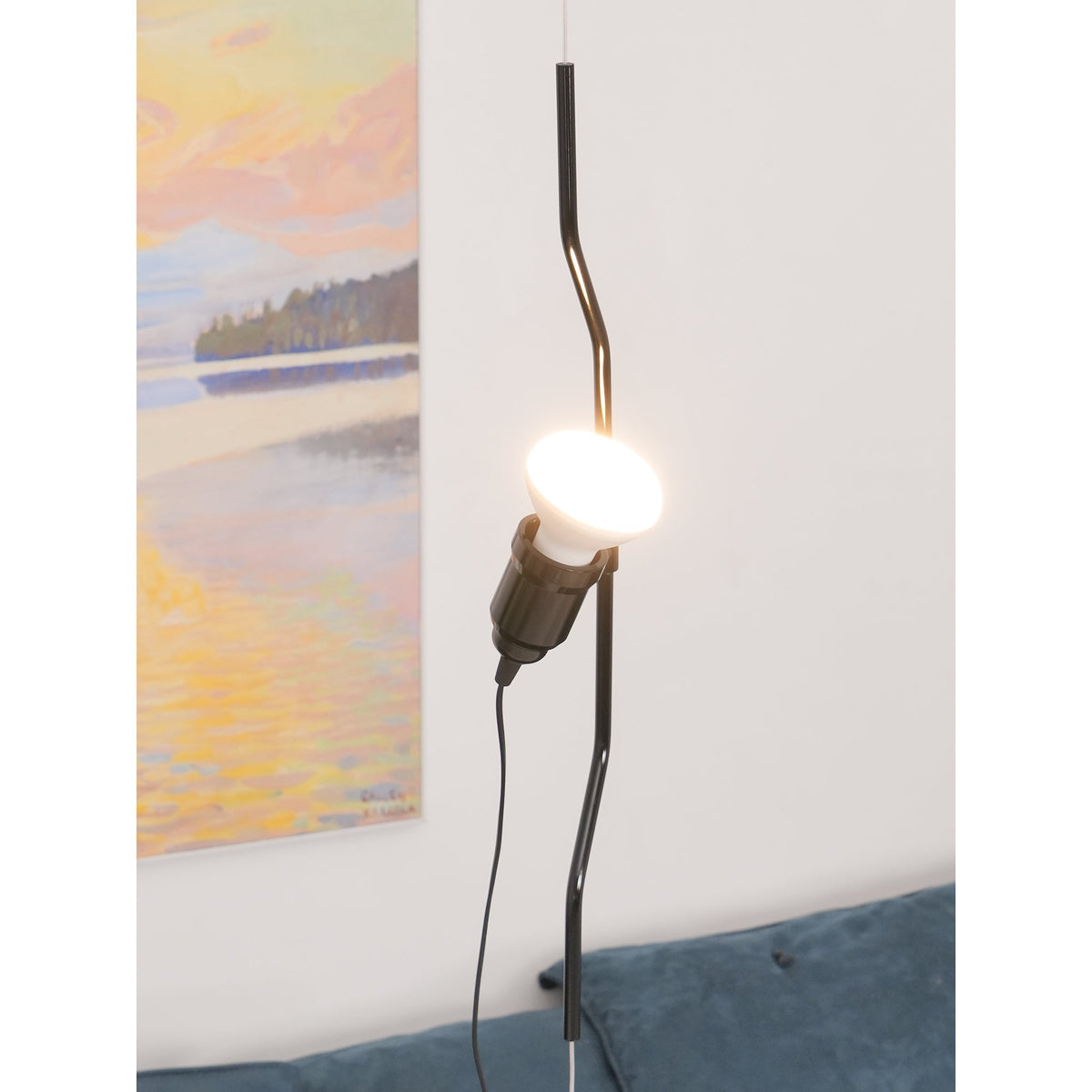 Suspension réglable en hauteur avec abat-jour tubulaire en métal – Noir/Blanc/Rouge | Sansoti