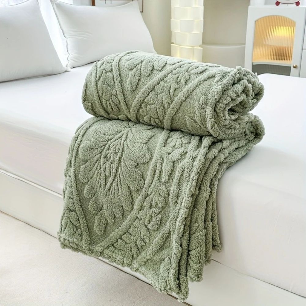 Jacquard-Fleecedecke mit geometrischem Relief, Mikrofaserdecke für Bett und Sofa, Wohnzimmer, Schlafzimmer, Grau-Beige, warm | Sansoti