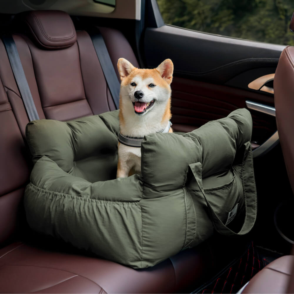 Car Dog Bed with Side Pockets Washable Soft Plush Safe Travel Comfort Carry Handles Dog Car Seat M L XL | Sansoti
