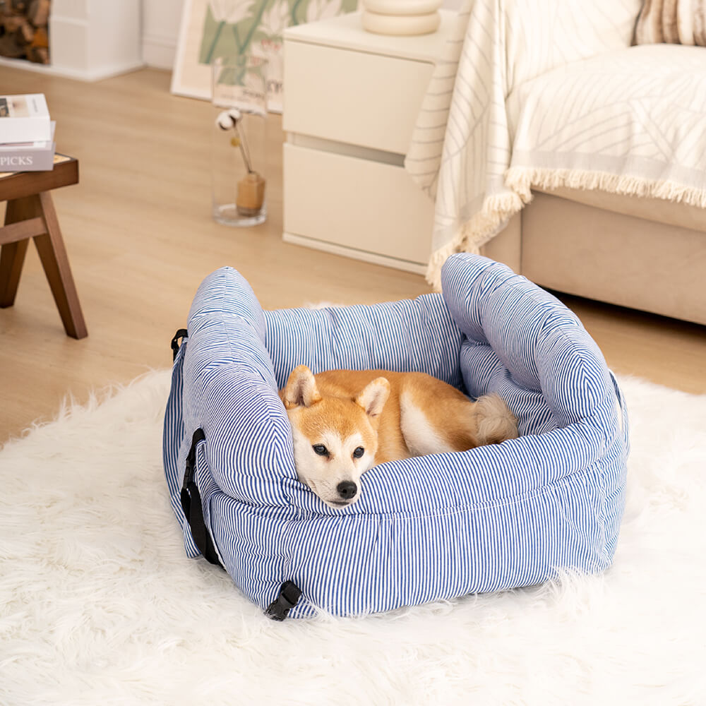 Car Dog Bed with Side Pockets Washable Soft Plush Safe Travel Comfort Carry Handles Dog Car Seat M L XL | Sansoti