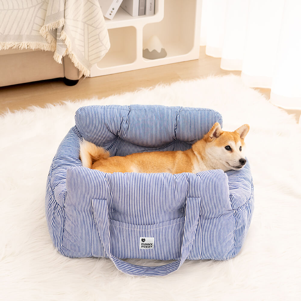 Car Dog Bed with Side Pockets Washable Soft Plush Safe Travel Comfort Carry Handles Dog Car Seat M L XL | Sansoti