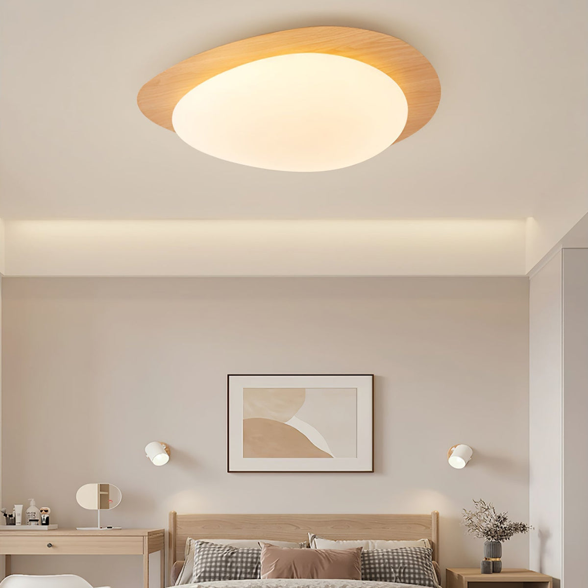 Deckenleuchte im organischen Kieseldesign mit Holzoptik, LED, Acryl und warmem Licht für Wohnzimmer und Esszimmer | Sansoti