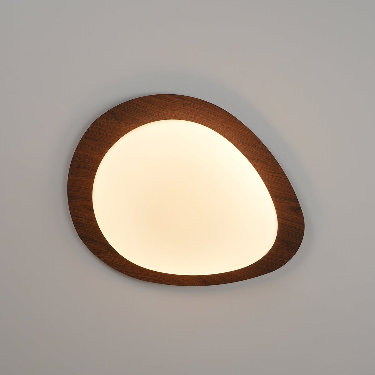 Deckenleuchte im organischen Kieseldesign mit Holzoptik, LED, Acryl und warmem Licht für Wohnzimmer und Esszimmer | Sansoti