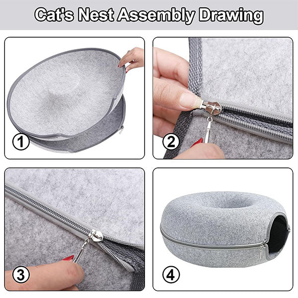 Cat Cave with Integrated Scratching Board Hammock Resting Place Playful Dark Gray Light Gray Pink Pet | Sansoti