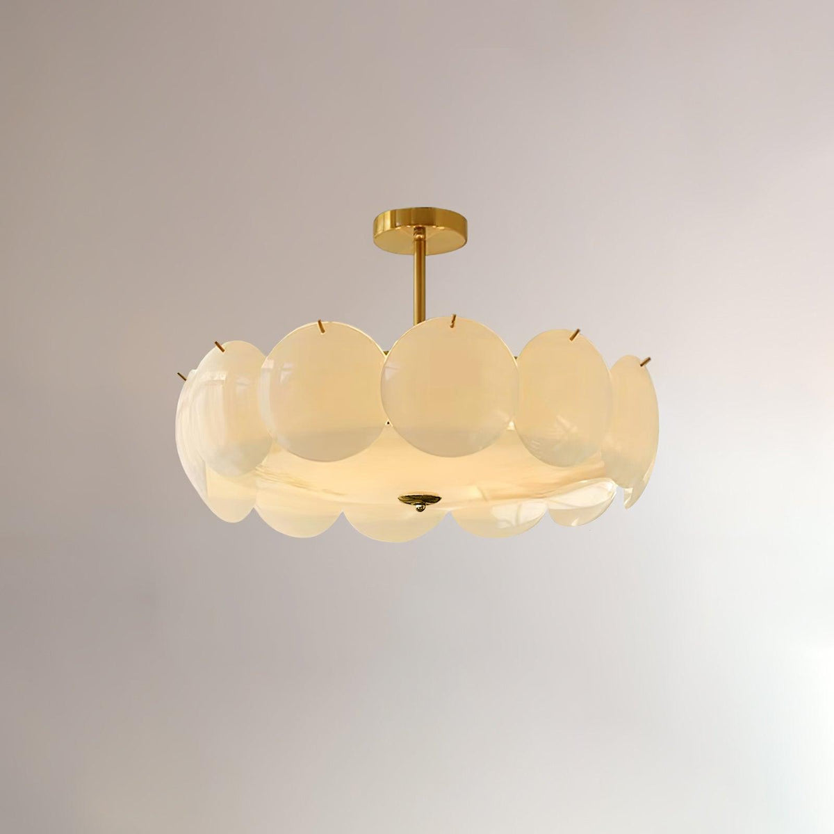 Kroonluchter Glazen Schijven Metaal Koper Woonkamer Eetkamer E14 Ø40 Ø50 Ø60cm Hanglamp Vintage Sfeerlamp Plafondlamp | Sansoti