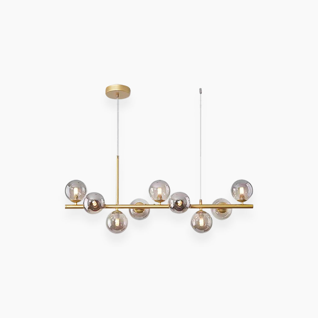 Glazen Bol Hanglamp met Gouden Frame 7-11 Lichtpunten Moderne Kroonluchter Verstelbare Kleurtemperatuur | Sansoti