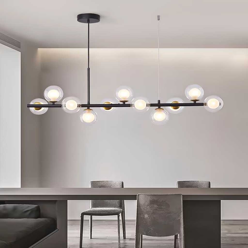 Glazen Bol Hanglamp met Gouden Frame 7-11 Lichtpunten Moderne Kroonluchter Verstelbare Kleurtemperatuur | Sansoti
