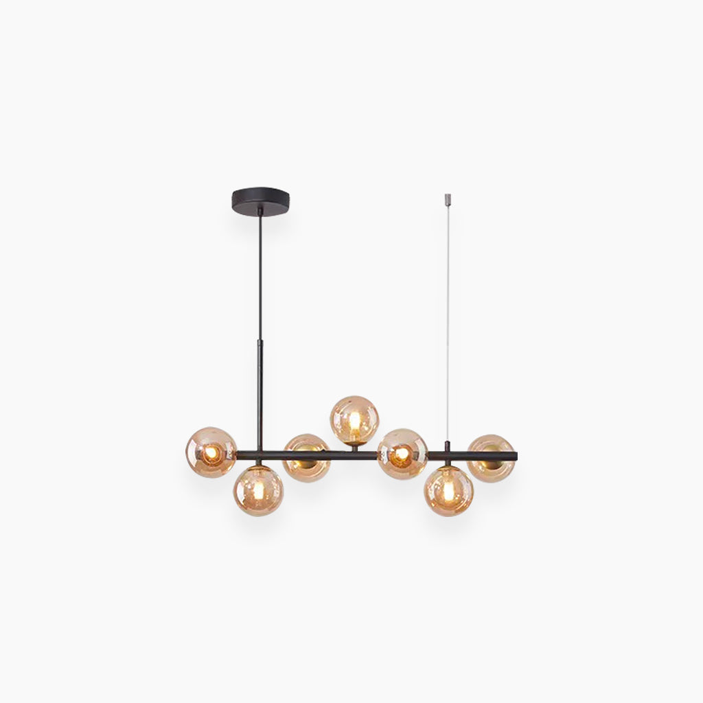 Glazen Bol Hanglamp met Gouden Frame 7-11 Lichtpunten Moderne Kroonluchter Verstelbare Kleurtemperatuur | Sansoti
