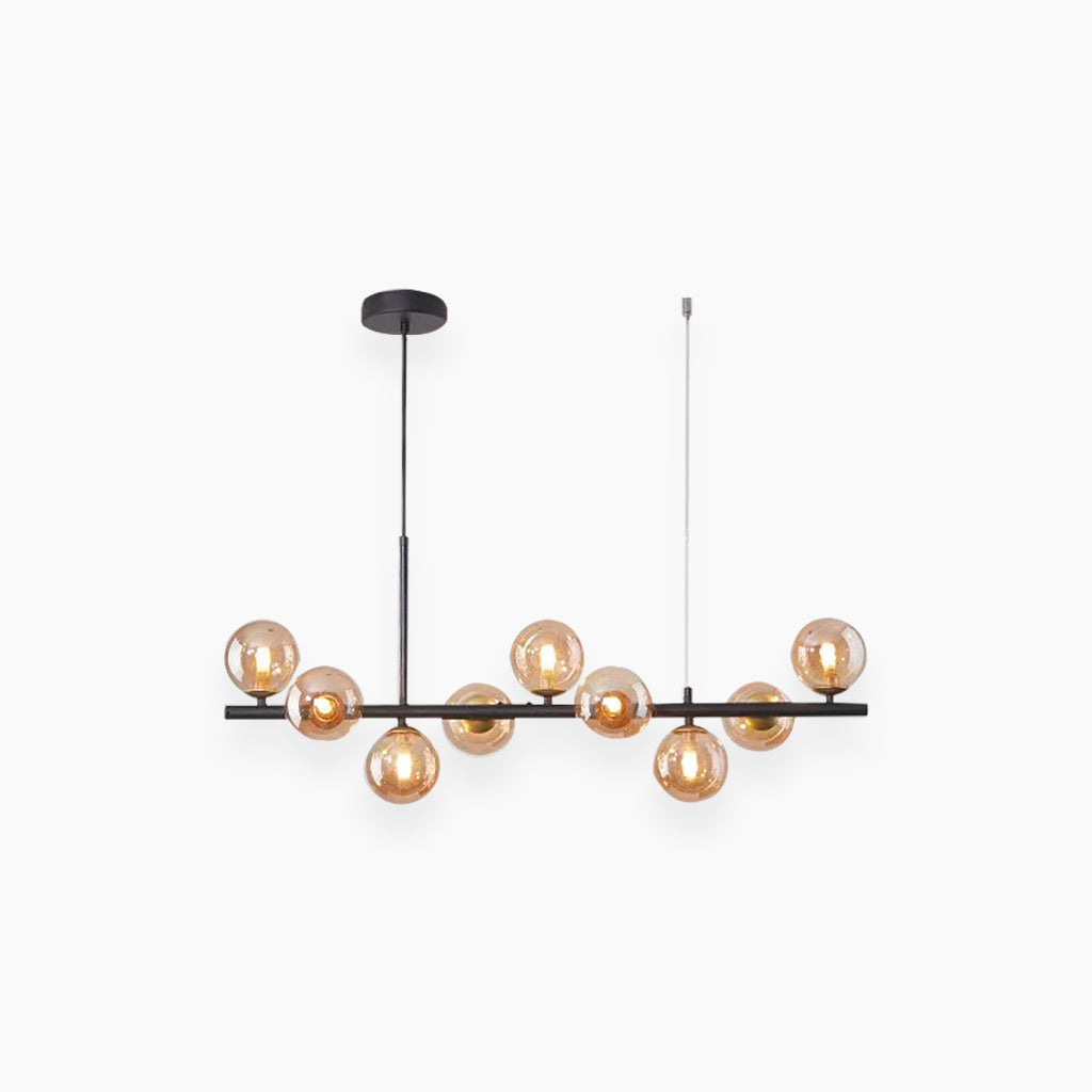 Glazen Bol Hanglamp met Gouden Frame 7-11 Lichtpunten Moderne Kroonluchter Verstelbare Kleurtemperatuur | Sansoti