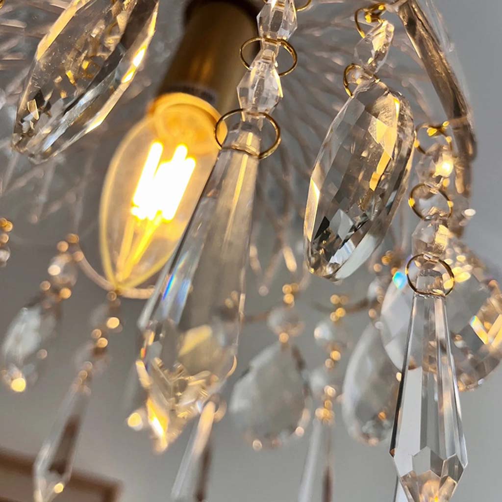 Crystal Pendant Light with Brass Fitting and Ribbed Glass for Dining Room Living Room Bedroom Ambient Lighting | Sansoti