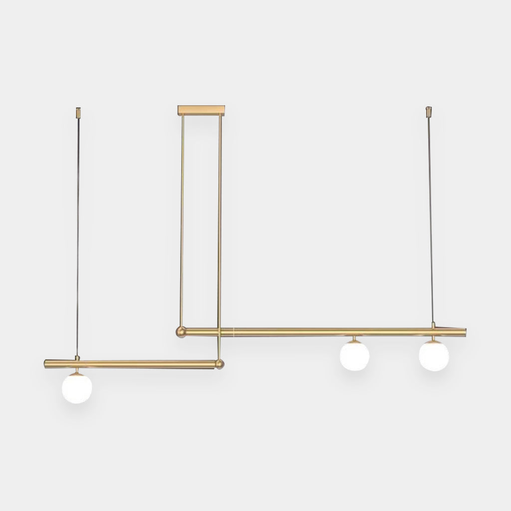 Lineare Hängelampe aus Metall und Glas, Schwarz und Gold, mehrere Lichtquellen, Esstisch, Wohnzimmer, Kücheninsel, LED, modern | Sansoti