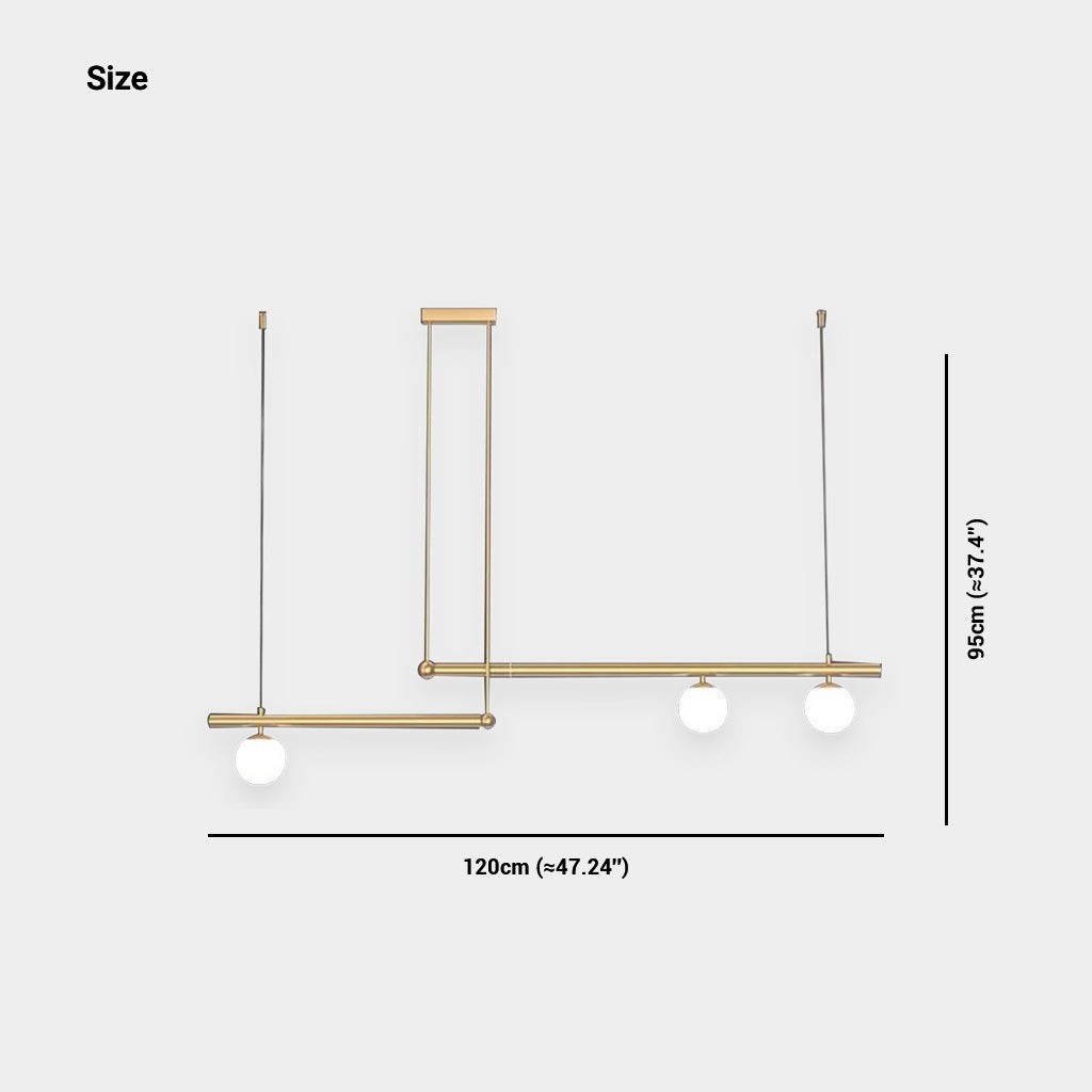 Lineare Hängelampe aus Metall und Glas, Schwarz und Gold, mehrere Lichtquellen, Esstisch, Wohnzimmer, Kücheninsel, LED, modern | Sansoti