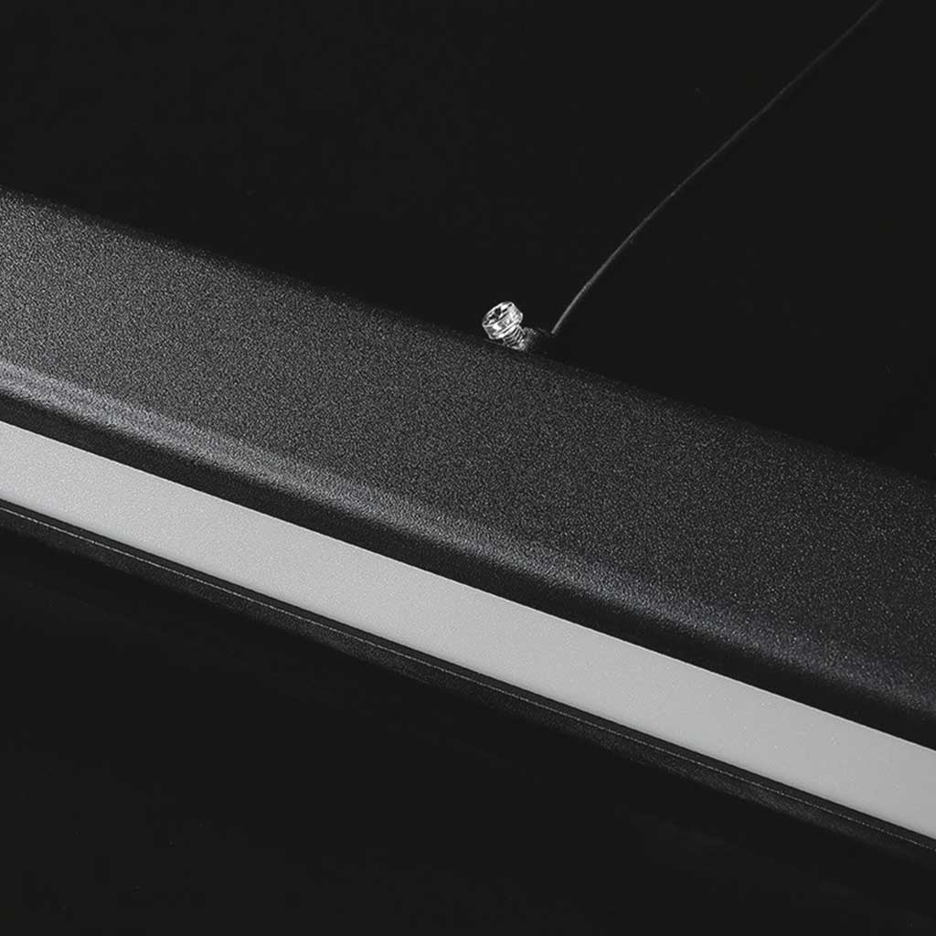 Suspension linéaire en aluminium avec LED à intensité variable, au design moderne et minimaliste, noire et blanche, pour salle à manger et salon | Sansoti
