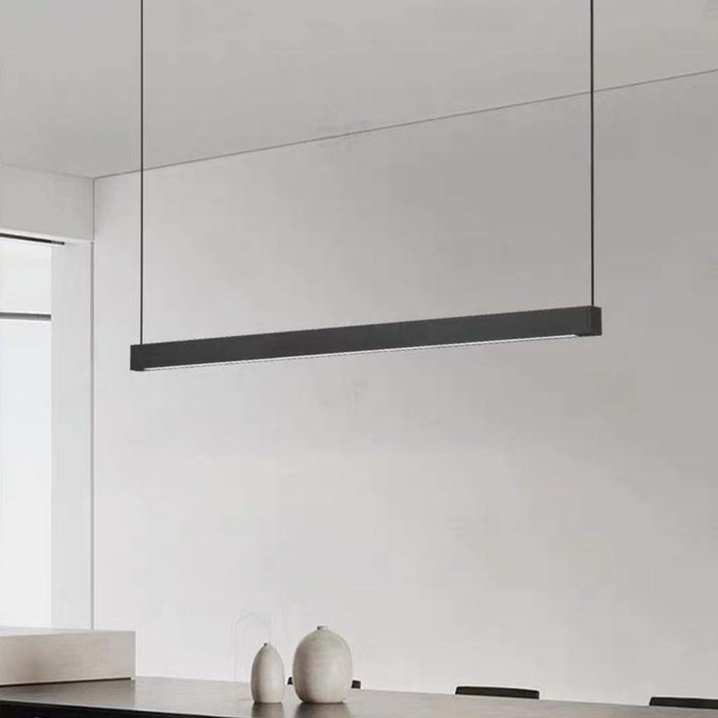 Linear Pendant Light LED Dimmable Black Aluminum Up and Down Light for Kitchen Island Dining Table Living Room | Sansoti