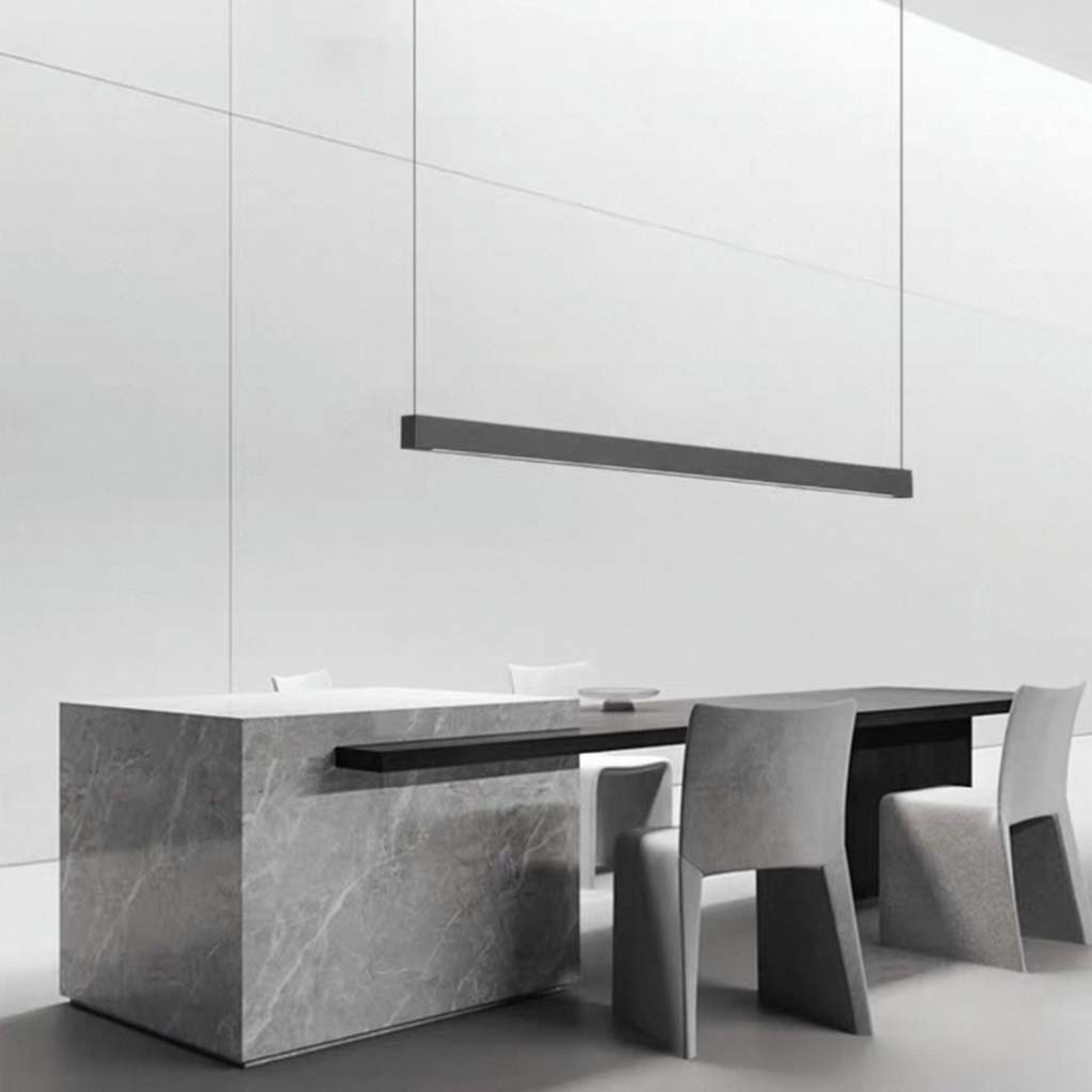 Linear Pendant Light LED Dimmable Black Aluminum Up and Down Light for Kitchen Island Dining Table Living Room | Sansoti