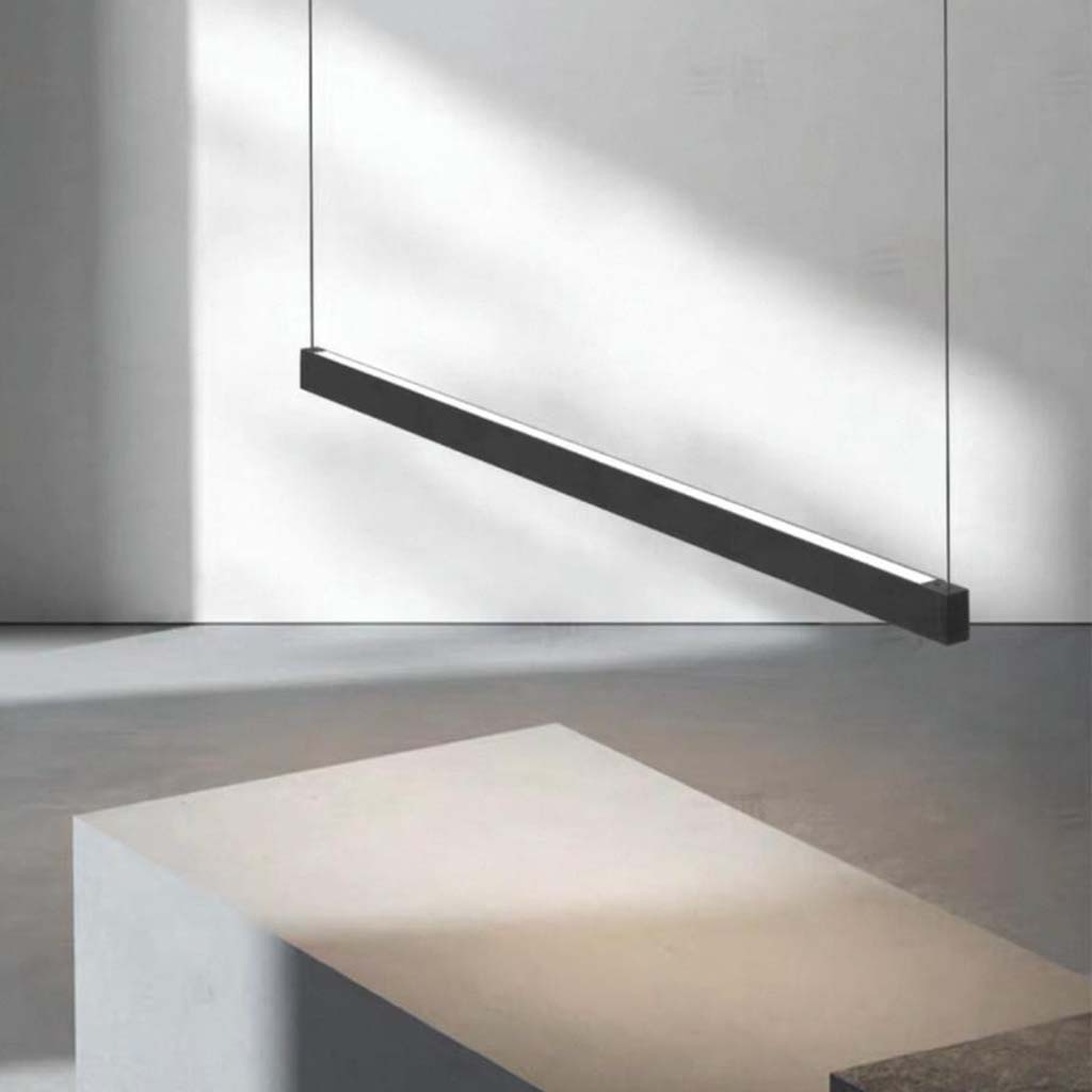 Linear Pendant Light LED Dimmable Black Aluminum Up and Down Light for Kitchen Island Dining Table Living Room | Sansoti