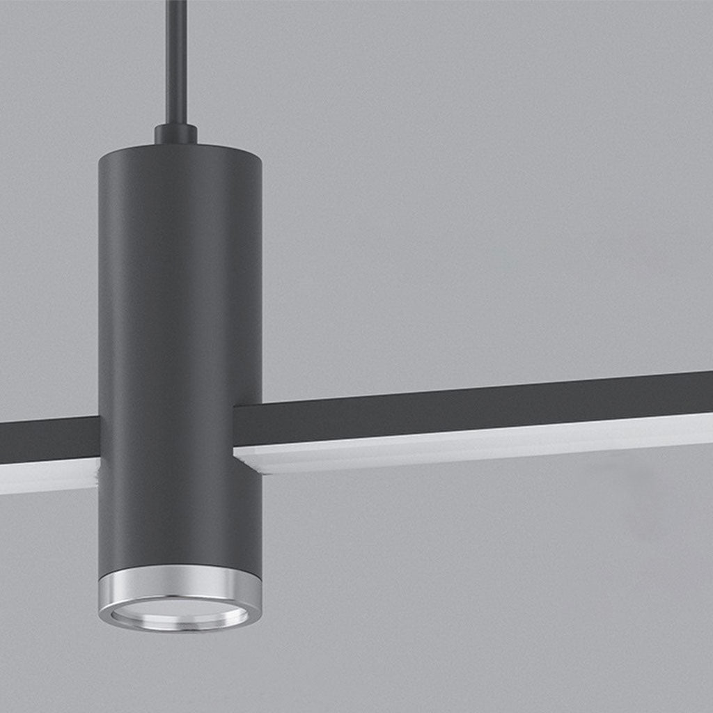 Suspension LED minimaliste avec spots, aluminium noir et doré, à intensité variable, télécommande, pour salle à manger | Sansoti