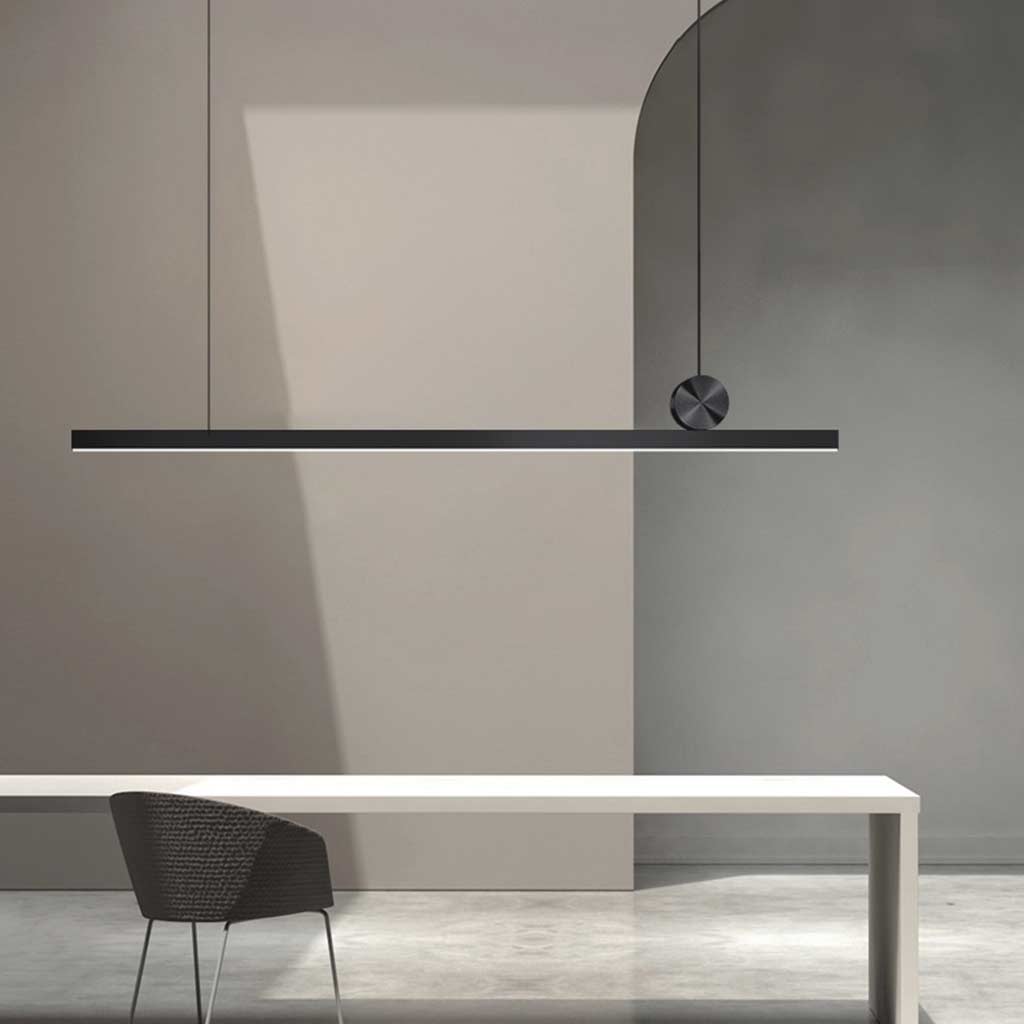 Dimmable Linear LED Pendant Light Aluminum Black 100-200cm Dining Table Living Room Modern Scandinavian Design | Sansoti