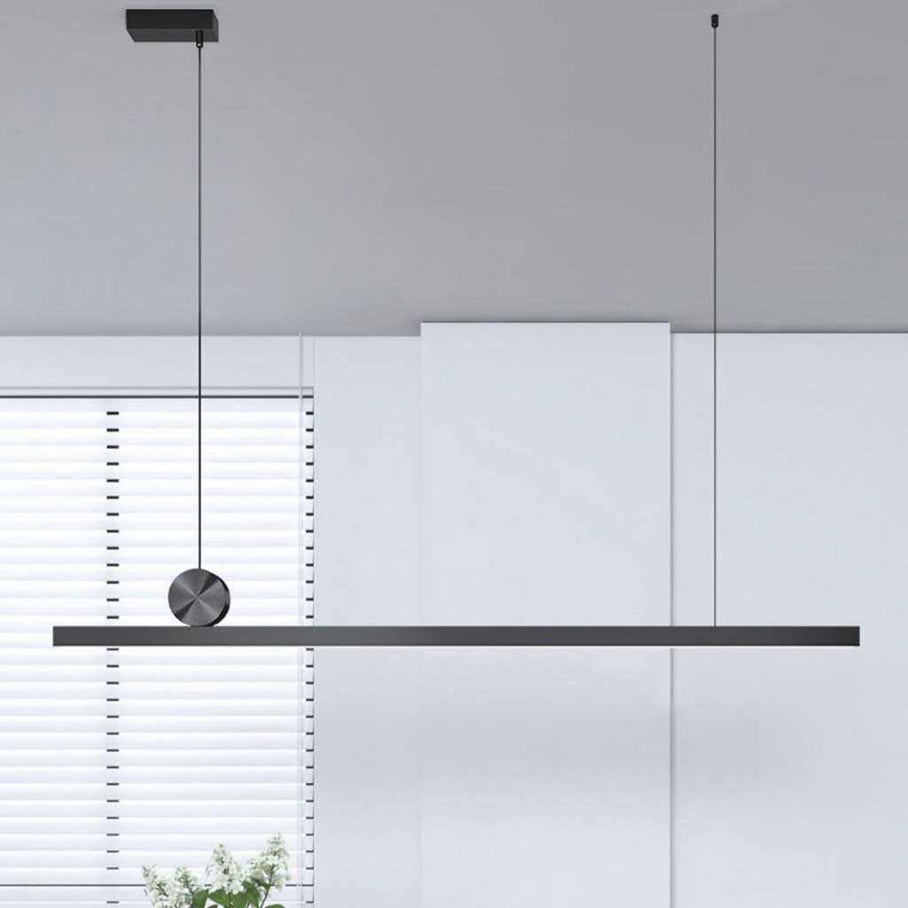 Dimmable Linear LED Pendant Light Aluminum Black 100-200cm Dining Table Living Room Modern Scandinavian Design | Sansoti