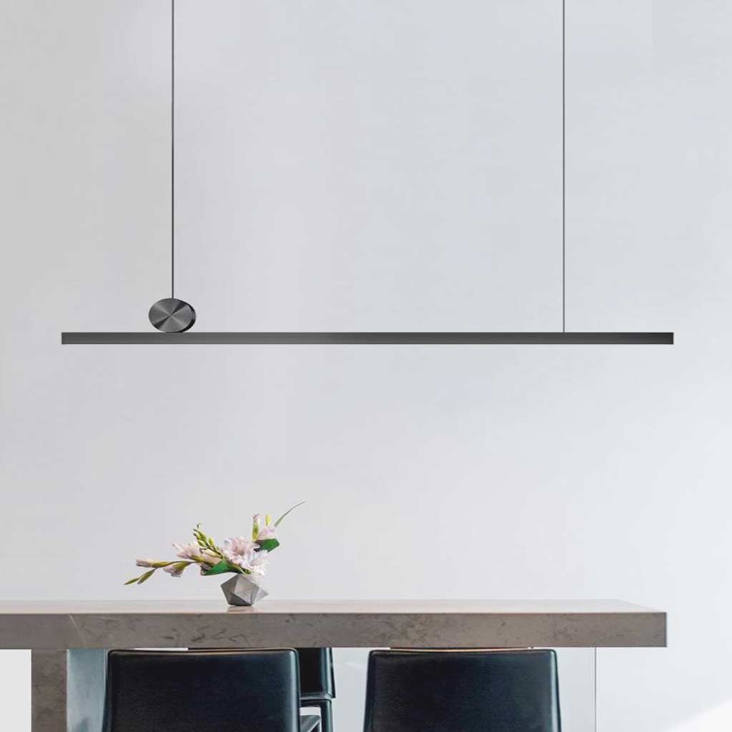 Dimmable Linear LED Pendant Light Aluminum Black 100-200cm Dining Table Living Room Modern Scandinavian Design | Sansoti