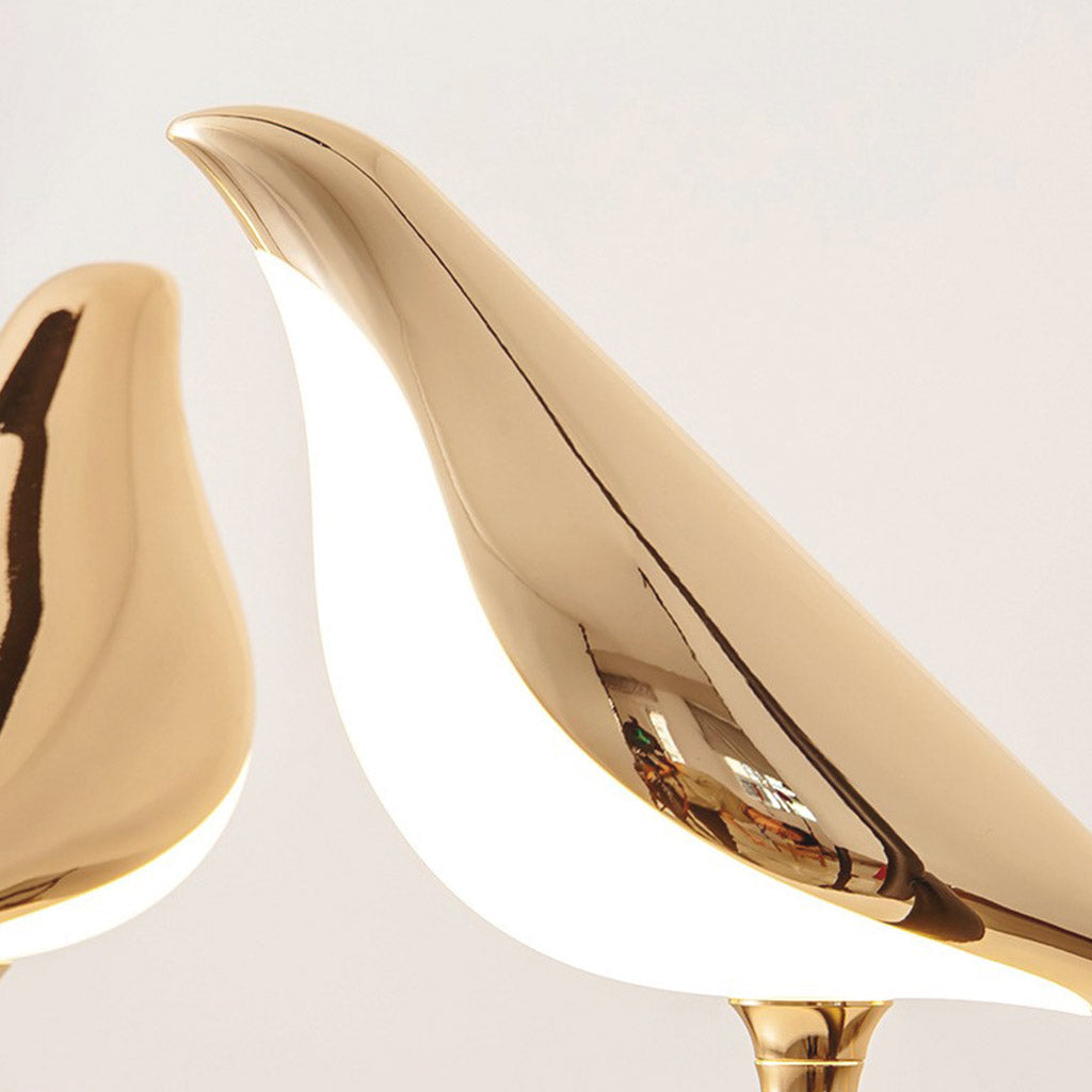 Suspension LED Pie noir et doré, lustre au motif d’oiseau moderne et décoratif pour salon et salle à manger | Sansoti