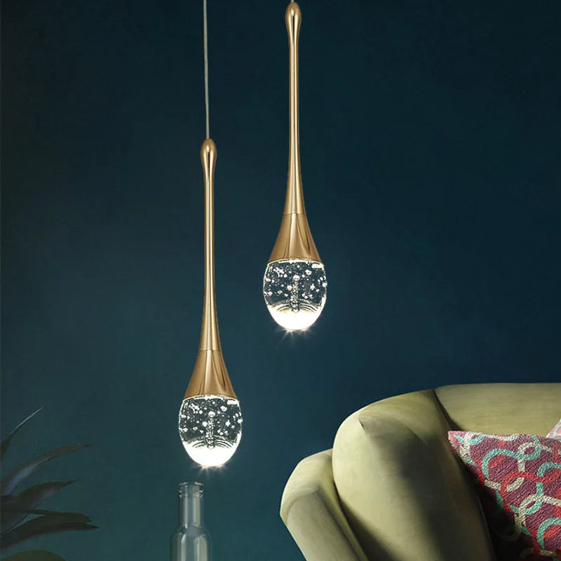 Suspension Verre Goutte Aluminium 3000K Blanc Chaud Salle à manger Salon Lampe suspendue Boule en verre Cordon réglable Hall | Sansoti