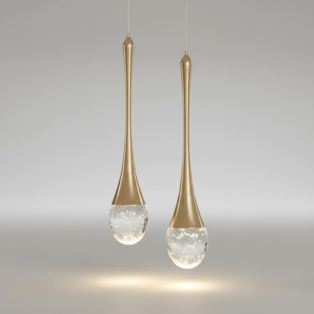 Suspension Verre Goutte Aluminium 3000K Blanc Chaud Salle à manger Salon Lampe suspendue Boule en verre Cordon réglable Hall | Sansoti