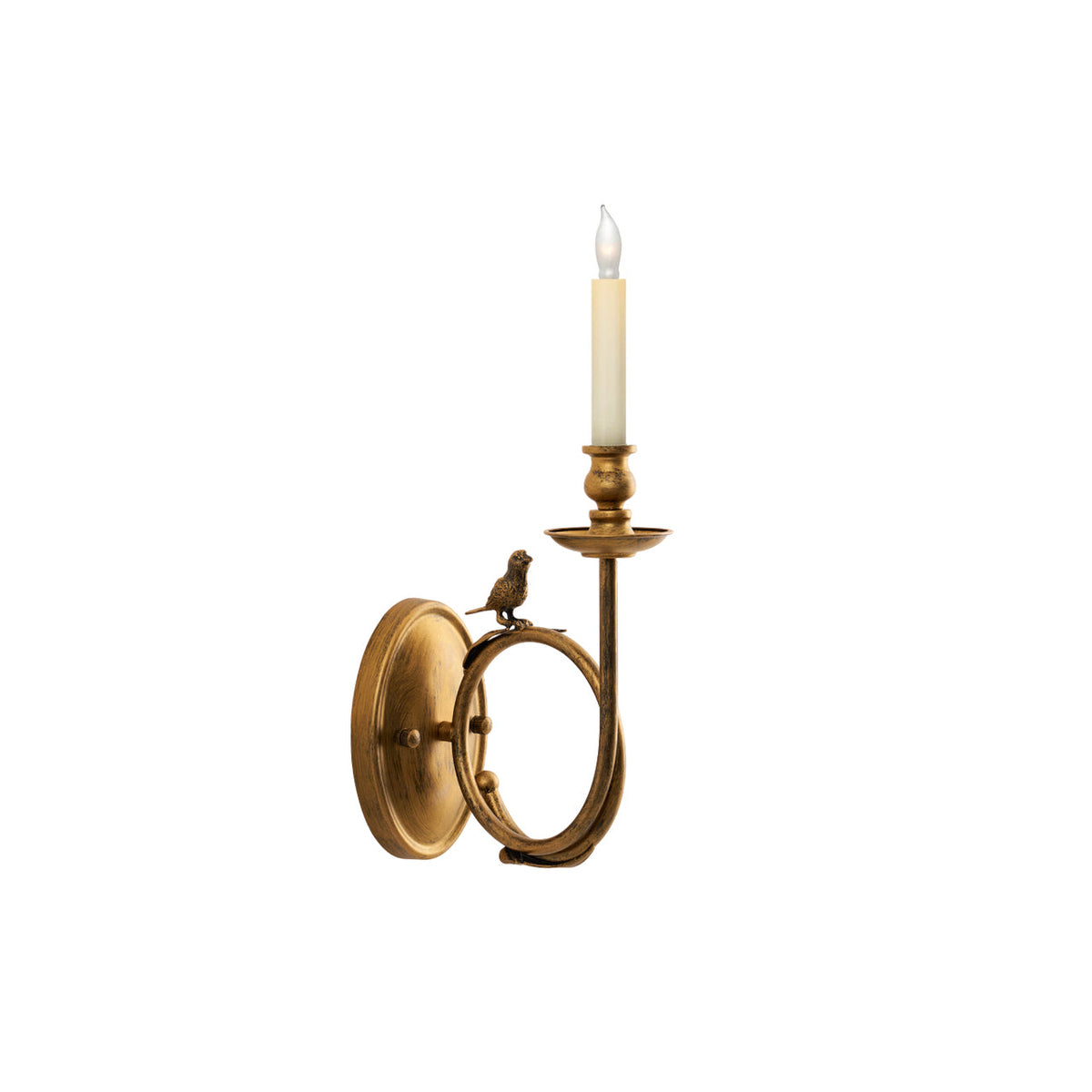 Vintage Wall Lamp with Bird on Branch in Antique Brass – Classic Design Sconce with E14 Fitting for Bedroom, Hall, and Living Room | Sansoti