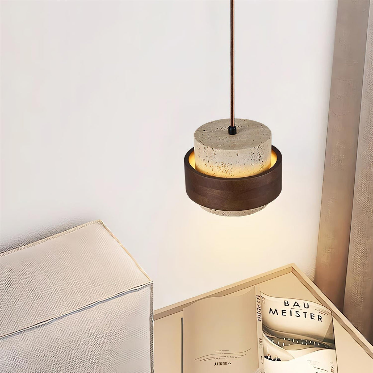 Pendelleuchte aus Travertin Naturdesign Warmes Licht Esszimmer Wohnzimmer Flur Luxusbeleuchtung | Sansoti