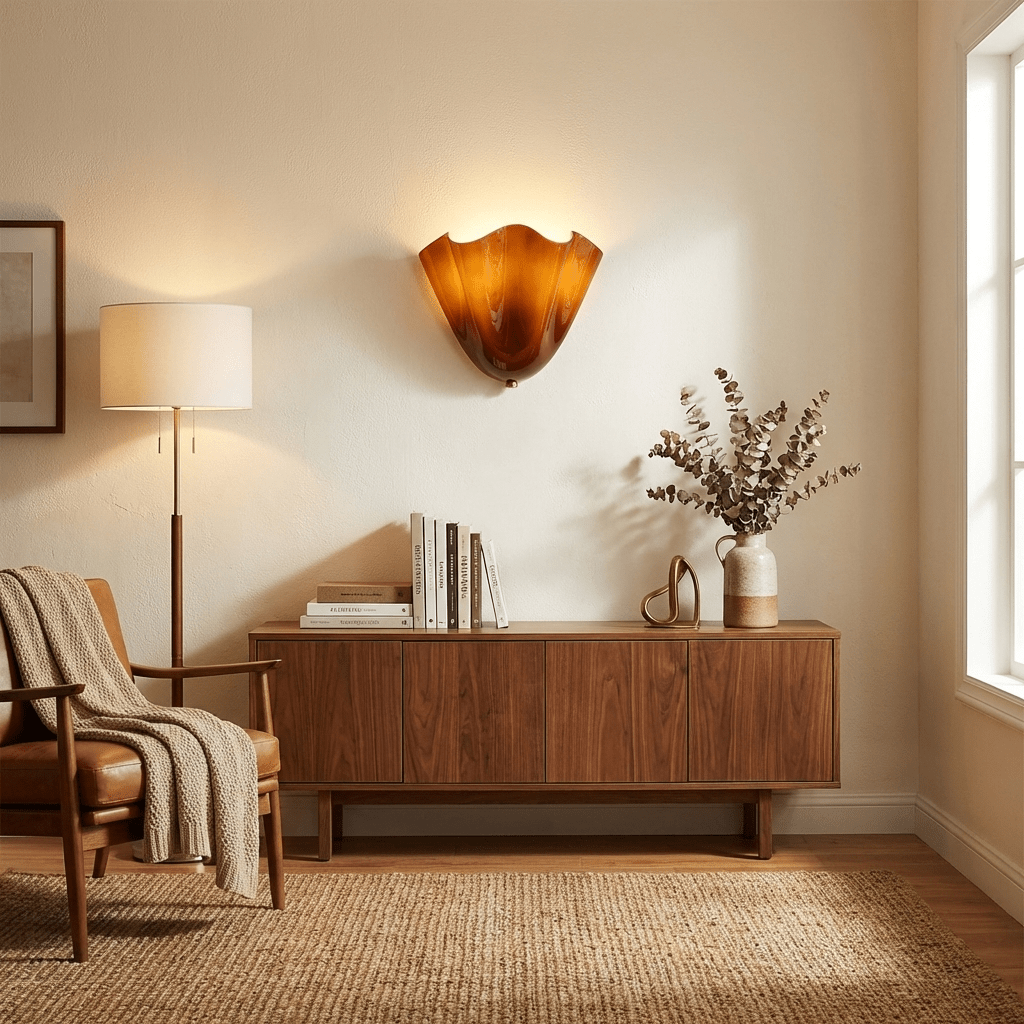 Petalia Wall Light — Sculptural Petal-Inspired Glass Wall Lighting with G9 Socket and Hardwired Installation (28 × 25 × 13 cm) | Sansoti