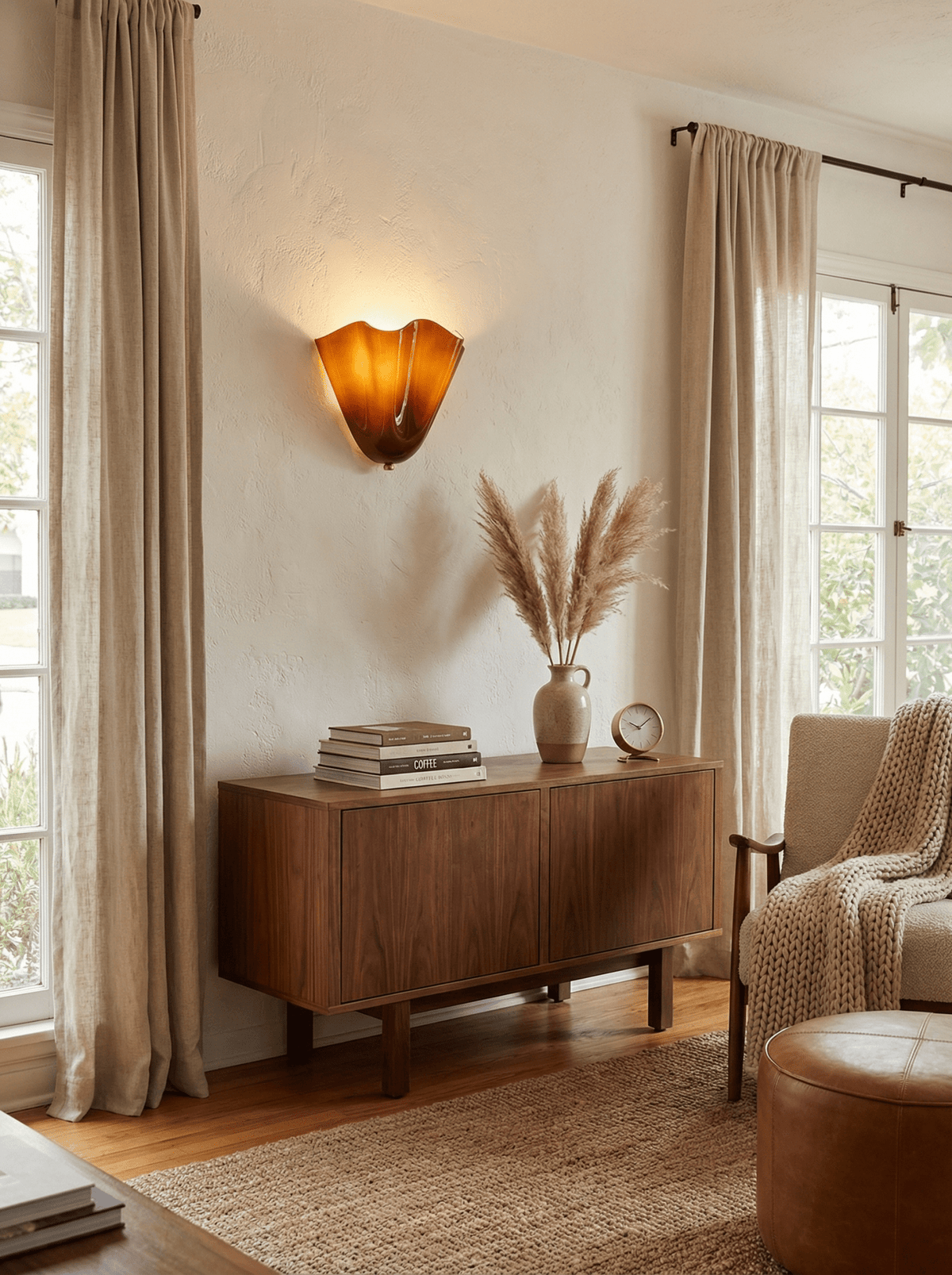 Petalia Wall Light — Sculptural Petal-Inspired Glass Wall Lighting with G9 Socket and Hardwired Installation (28 × 25 × 13 cm) | Sansoti