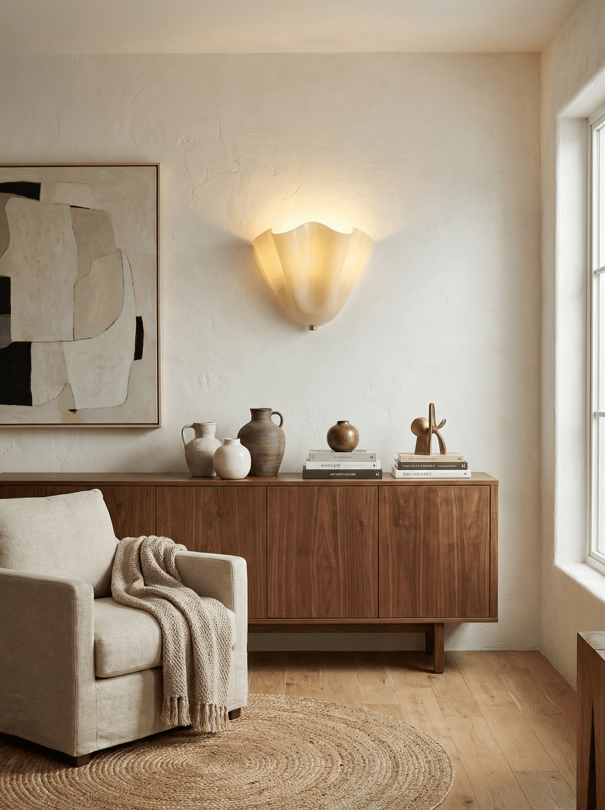 Petalia Wall Light — Sculptural Petal-Inspired Glass Wall Lighting with G9 Socket and Hardwired Installation (28 × 25 × 13 cm) | Sansoti