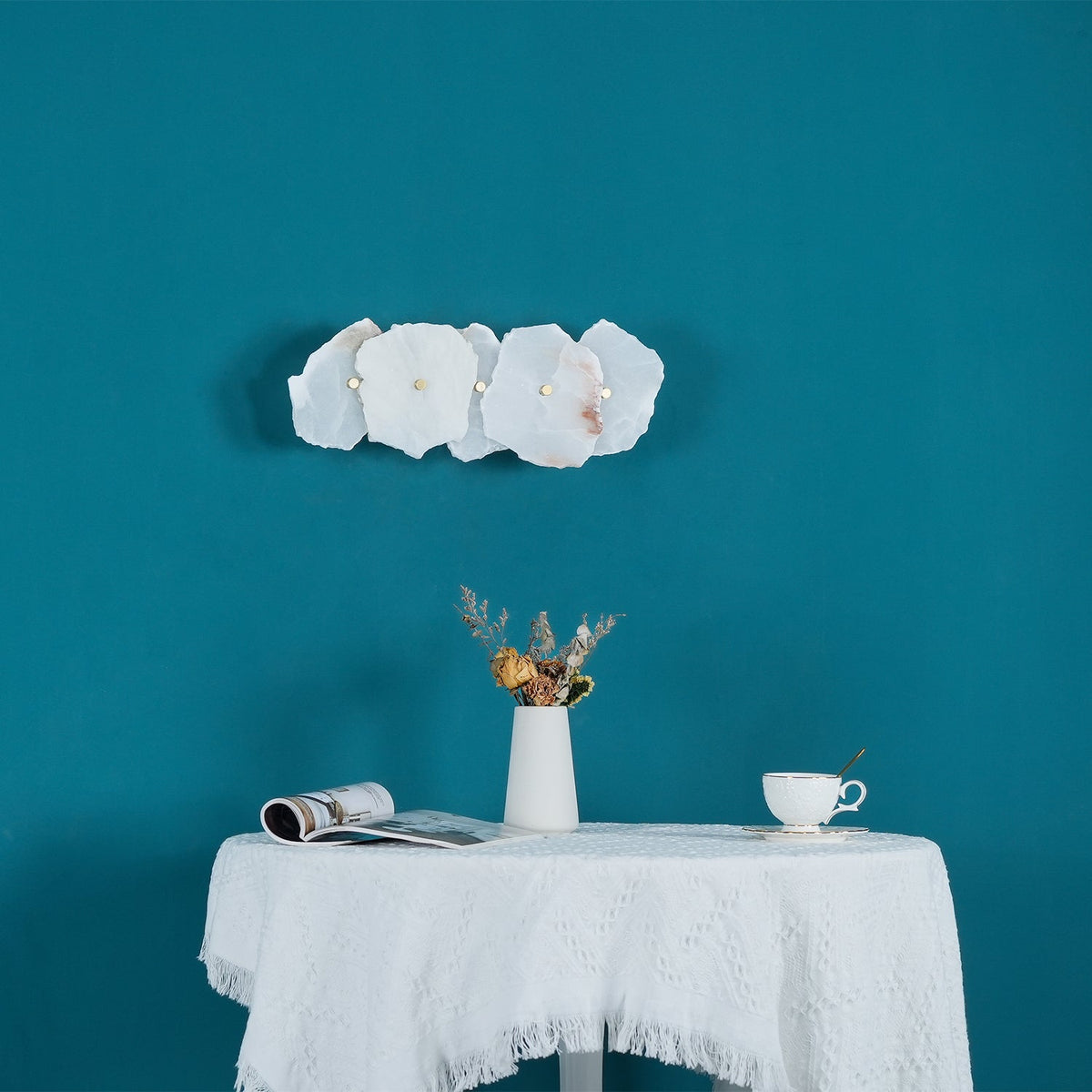 Alabaster wall lamp — Genuine natural stone with gold fixture — 1/3/5/7/9 light points | Sansoti