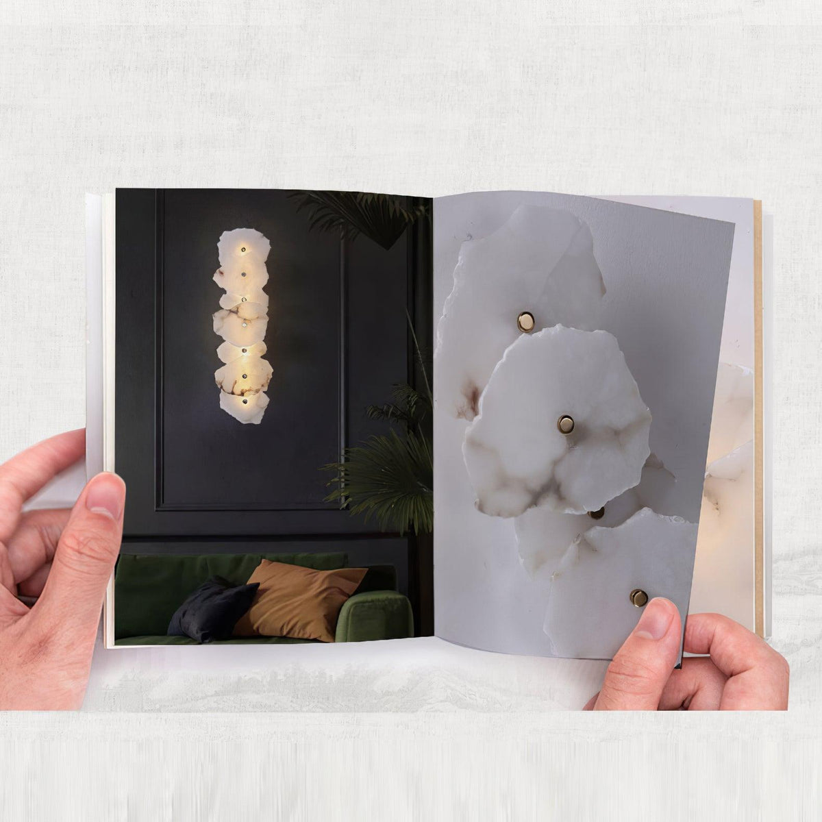 Alabaster wall lamp — Genuine natural stone with gold fixture — 1/3/5/7/9 light points | Sansoti