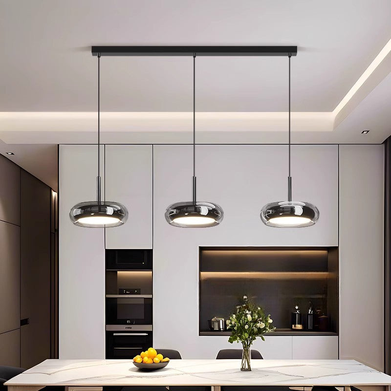 3-Head Kitchen Pendant Lamp Glass Metal Black Island Lighting Modern Minimalist LED Pendant Lamp | Sansoti